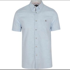 TED BAKER Short Sleeve Linen Shirt Men Peeze sz XL